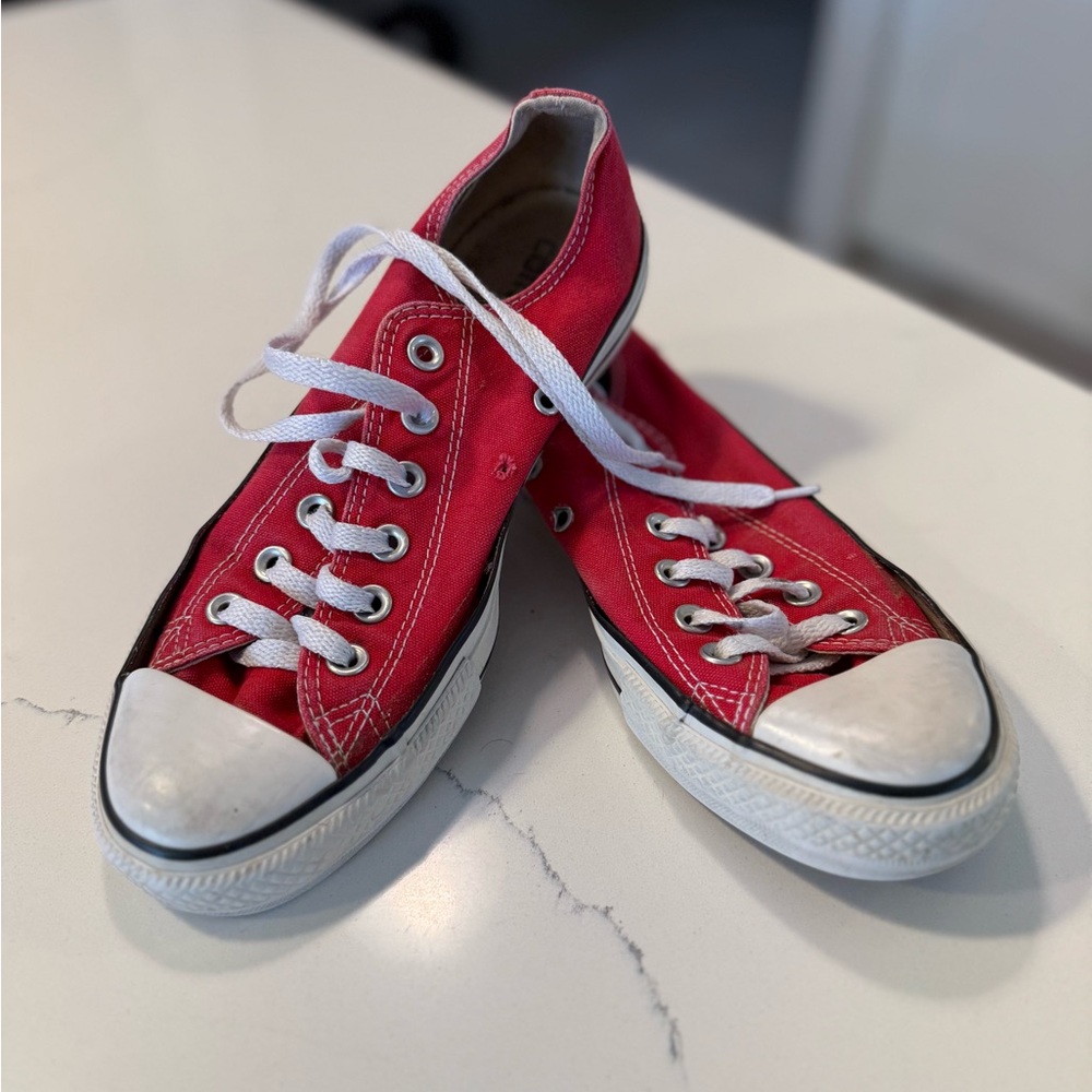 Converse Red and White Canvas Sneakers